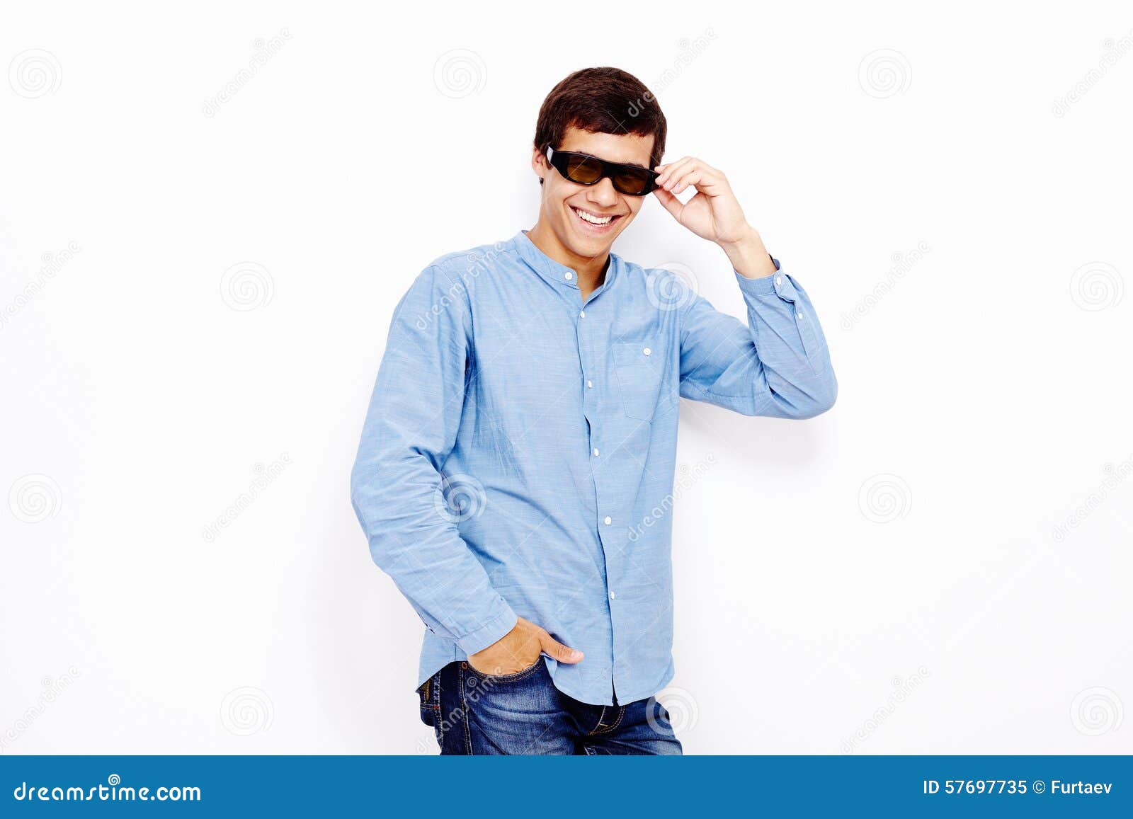 Guy with 3D TV glasses stock image. Image of laughing - 57697735