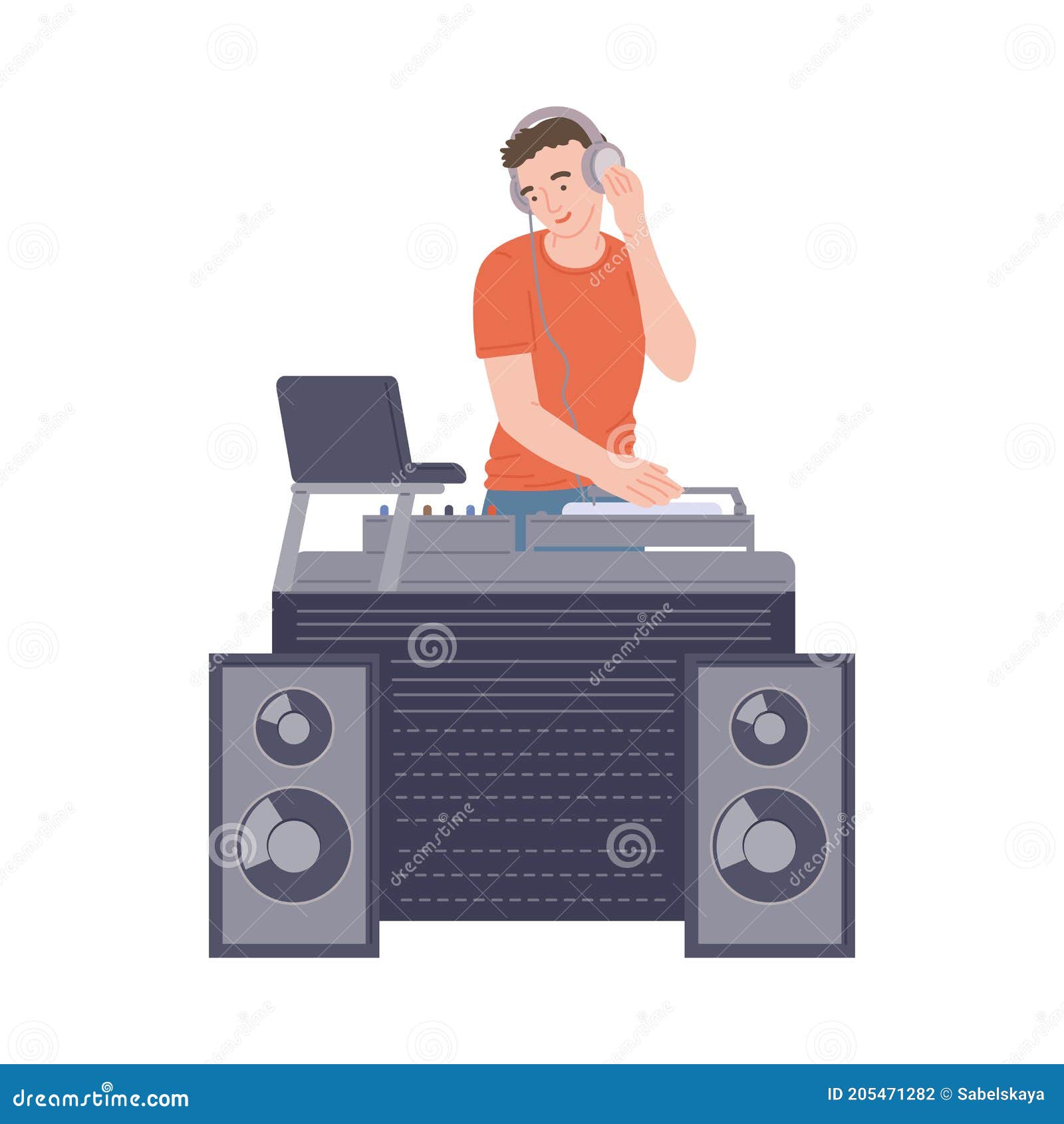 Guy Dj Mixing Music for Internet or Streaming of Radio Live a Vector  Illustration Stock Vector - Illustration of musician, deejay: 205471282