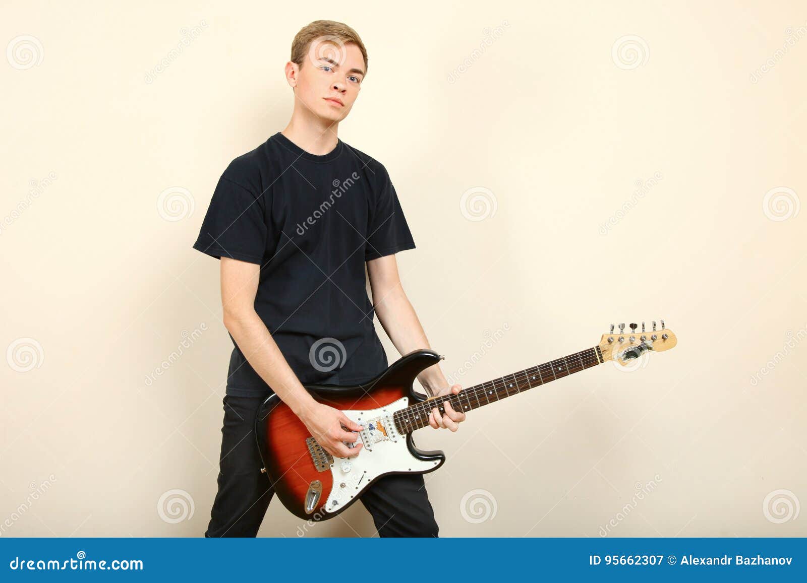 Guy with an Electric Guitar Stock Image Image of creation, person 95662307