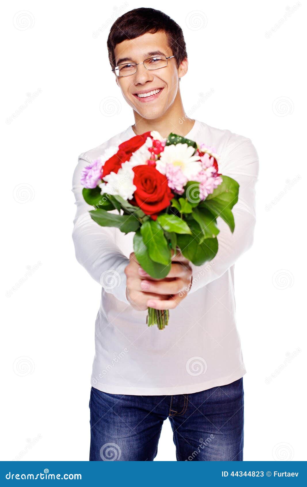 Guy with flowers stock image. Image of holding, present - 44344823
