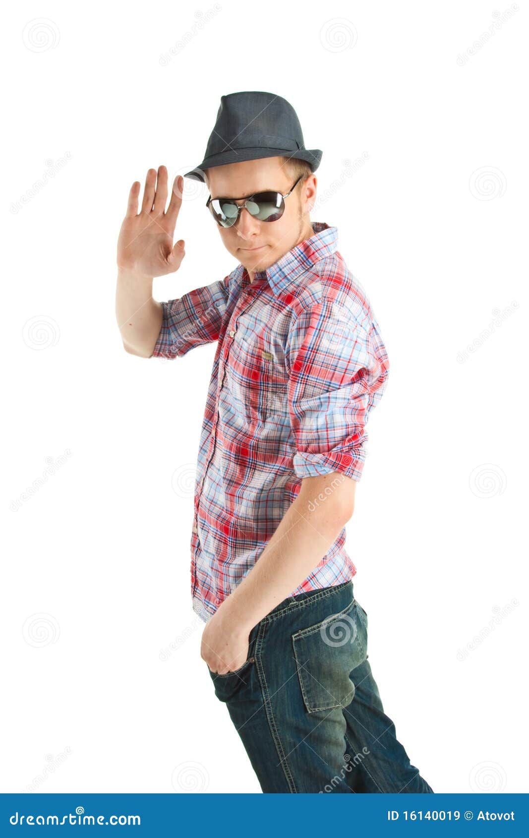 Guy in a Hat and Sunglasses Stock Image Image of looking, chequers