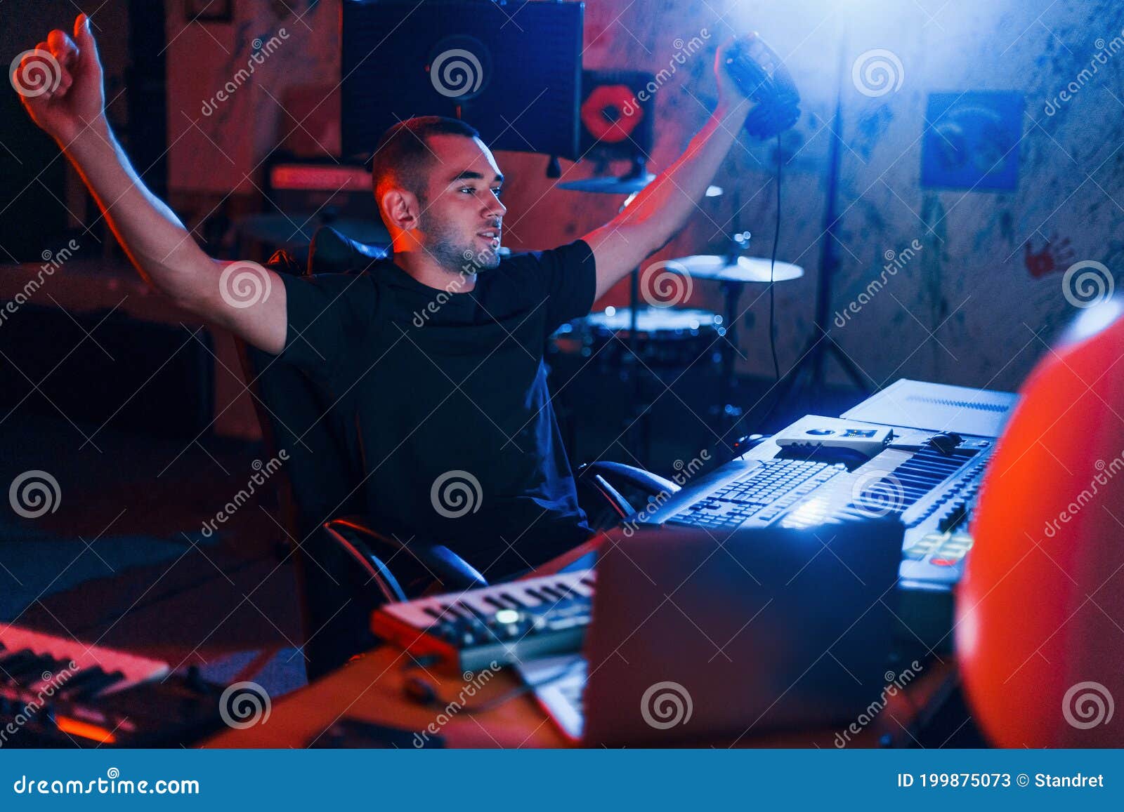 Guy Have a Job with Project and Mixing Music Indoors in the Studio Stock Image Image of