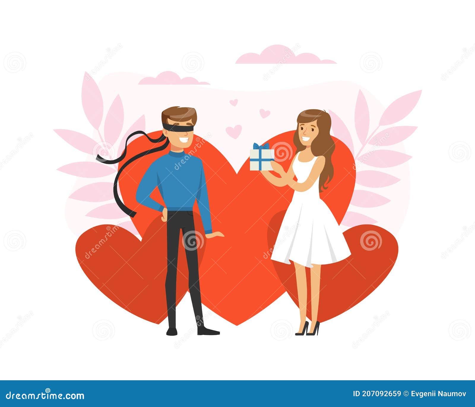 Free Vector  Young man and woman on blind date. romantic surprise, amorous  feelings expression, blindfolded lovers. boyfriend giving girlfriend  flower. vector isolated concept metaphor illustration