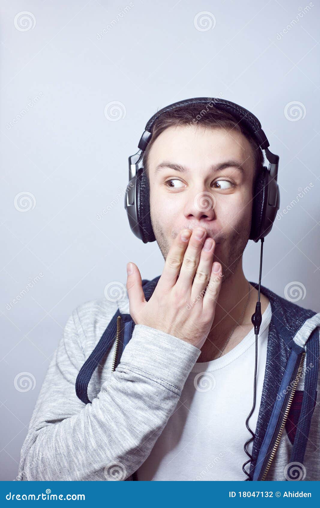 Guy in headphones stock photo. Image of studio, headphones 18047132