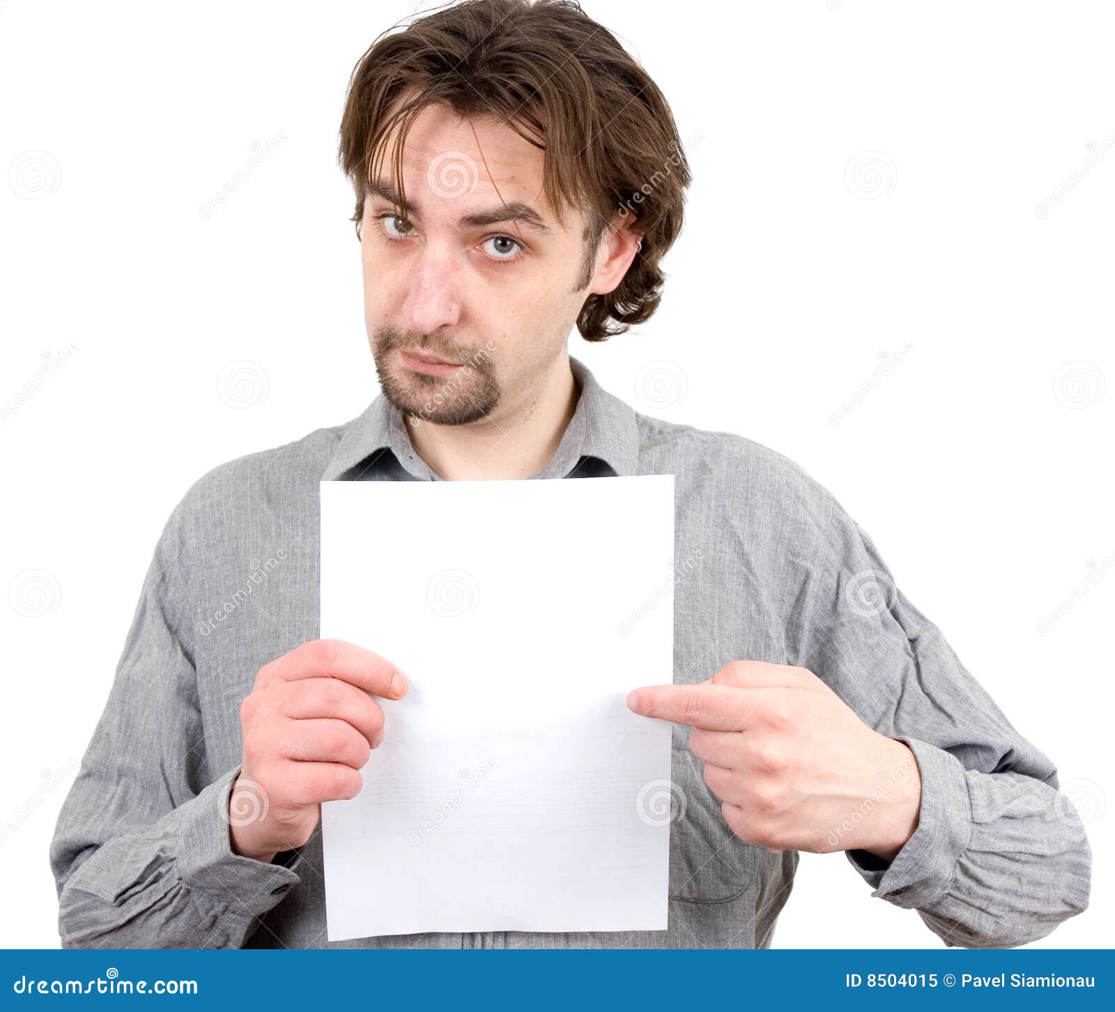 Guy Holding a White Blank Sign Stock Image Image of storage, costume