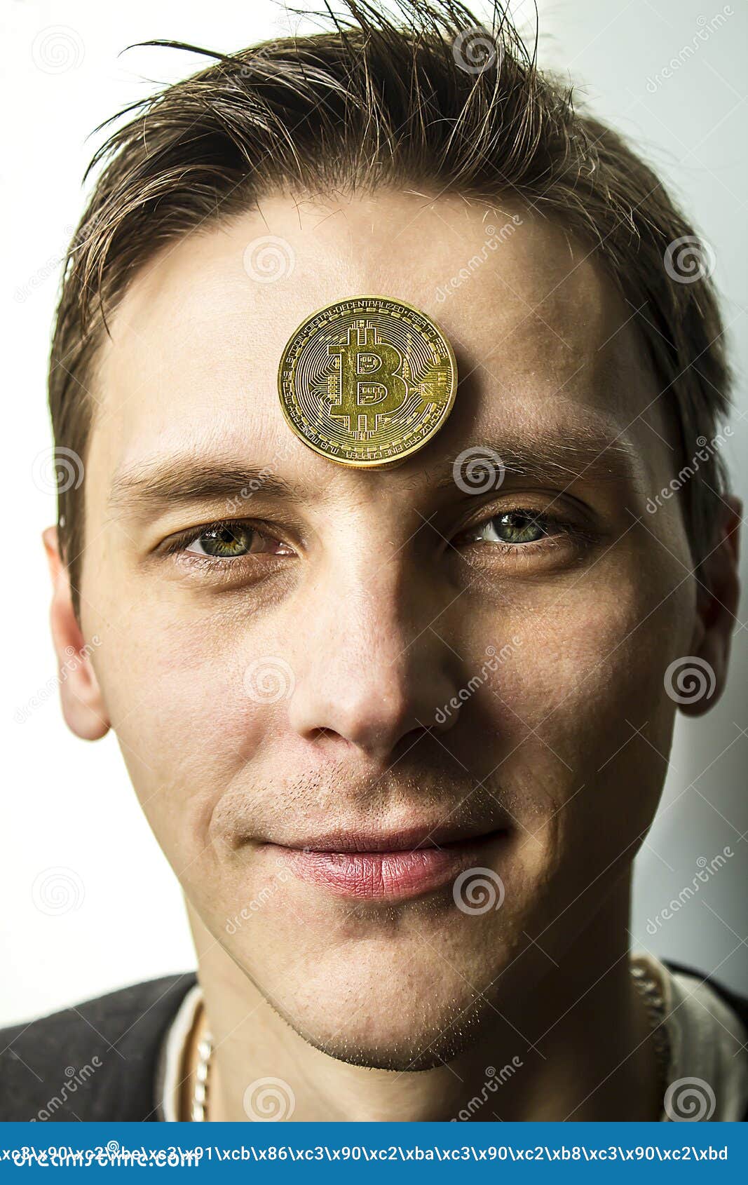 The Guy Meditates With Bitcoin Stock Photo - Image of network, earnings