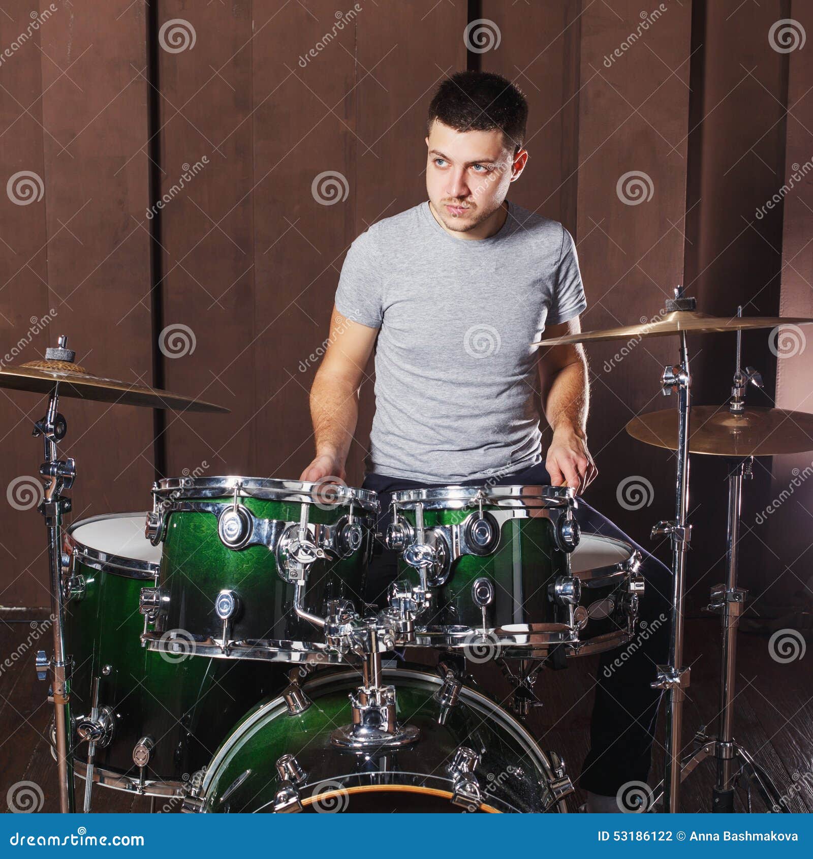 Guy playing the drums stock photo. Image of beat, background 53186122