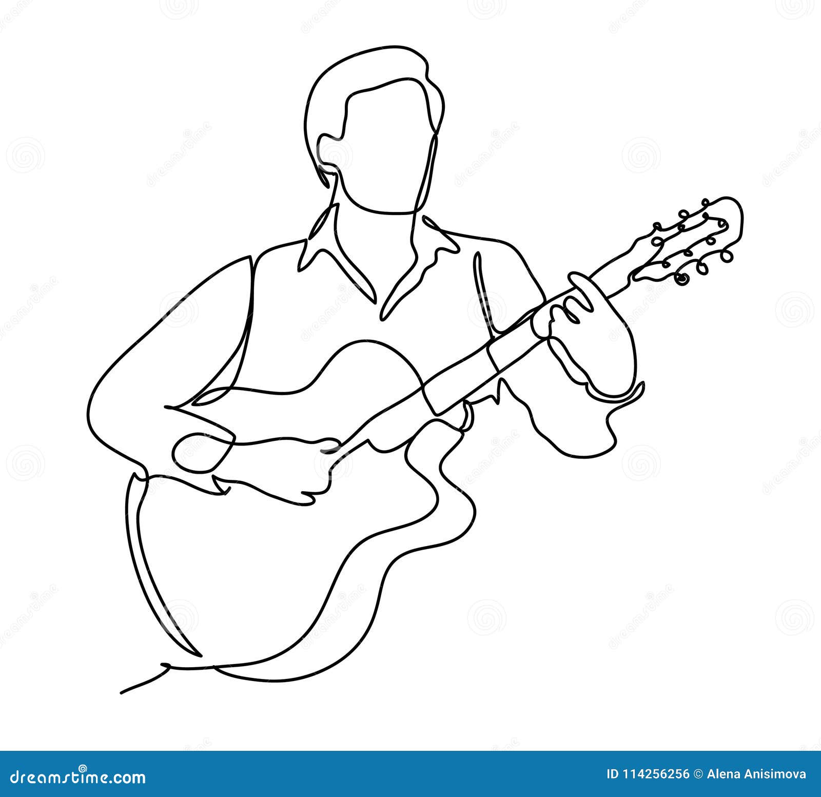 The Guy Playing the Guitar. Vector Illustration. Isolated on White ...