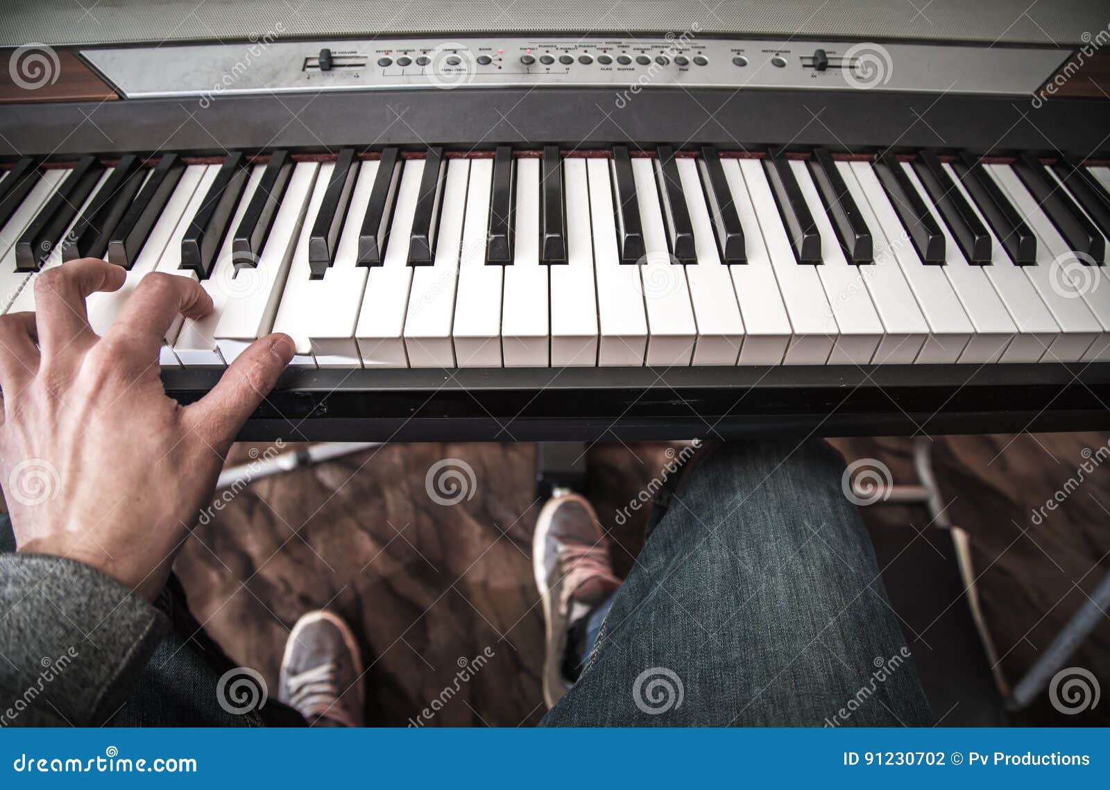 The Guy Playing the Keyboard Closeup Stock Photo Image of creativity