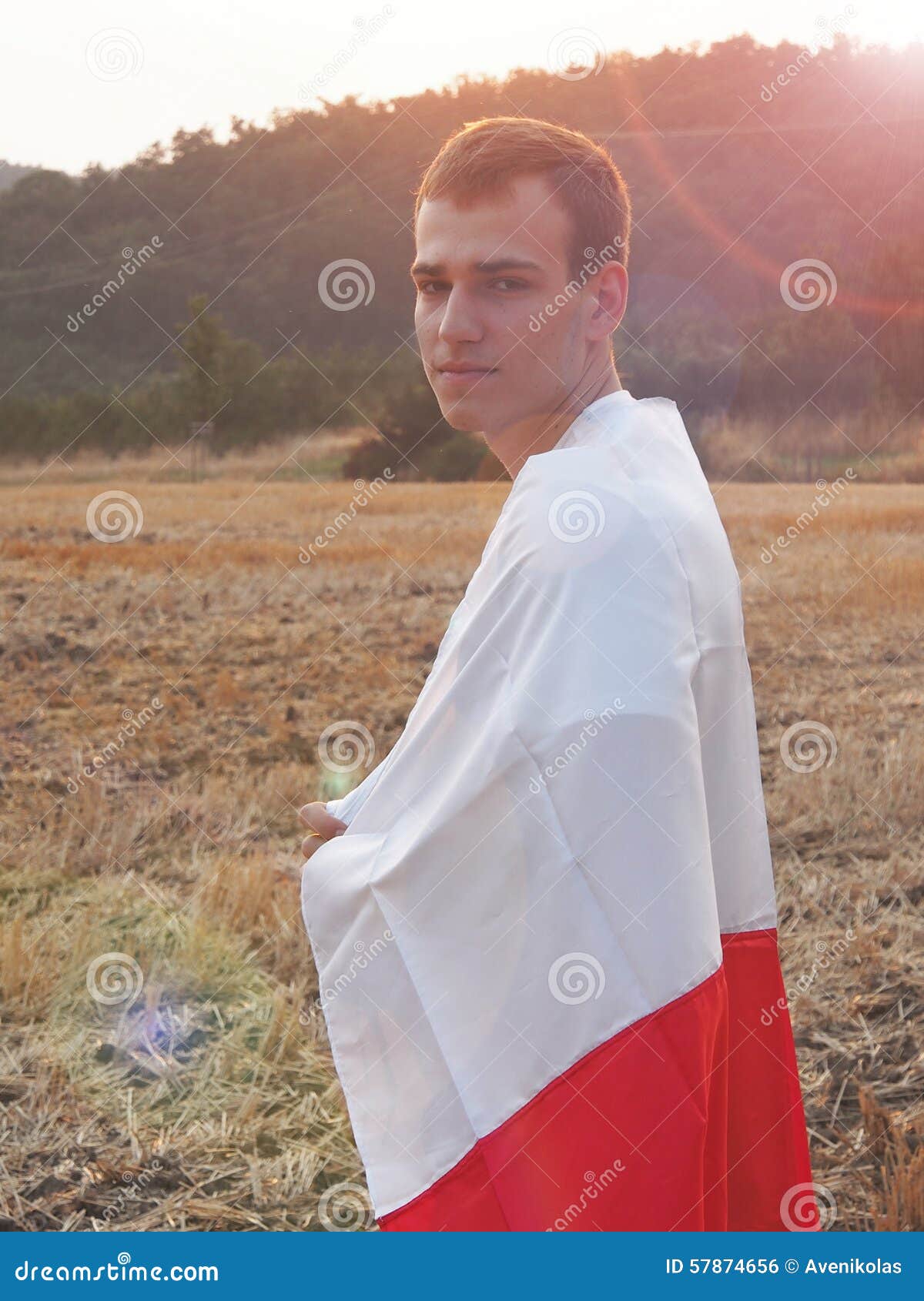 Guy with Polish Flag stock photo. Image of nationalist 57874656