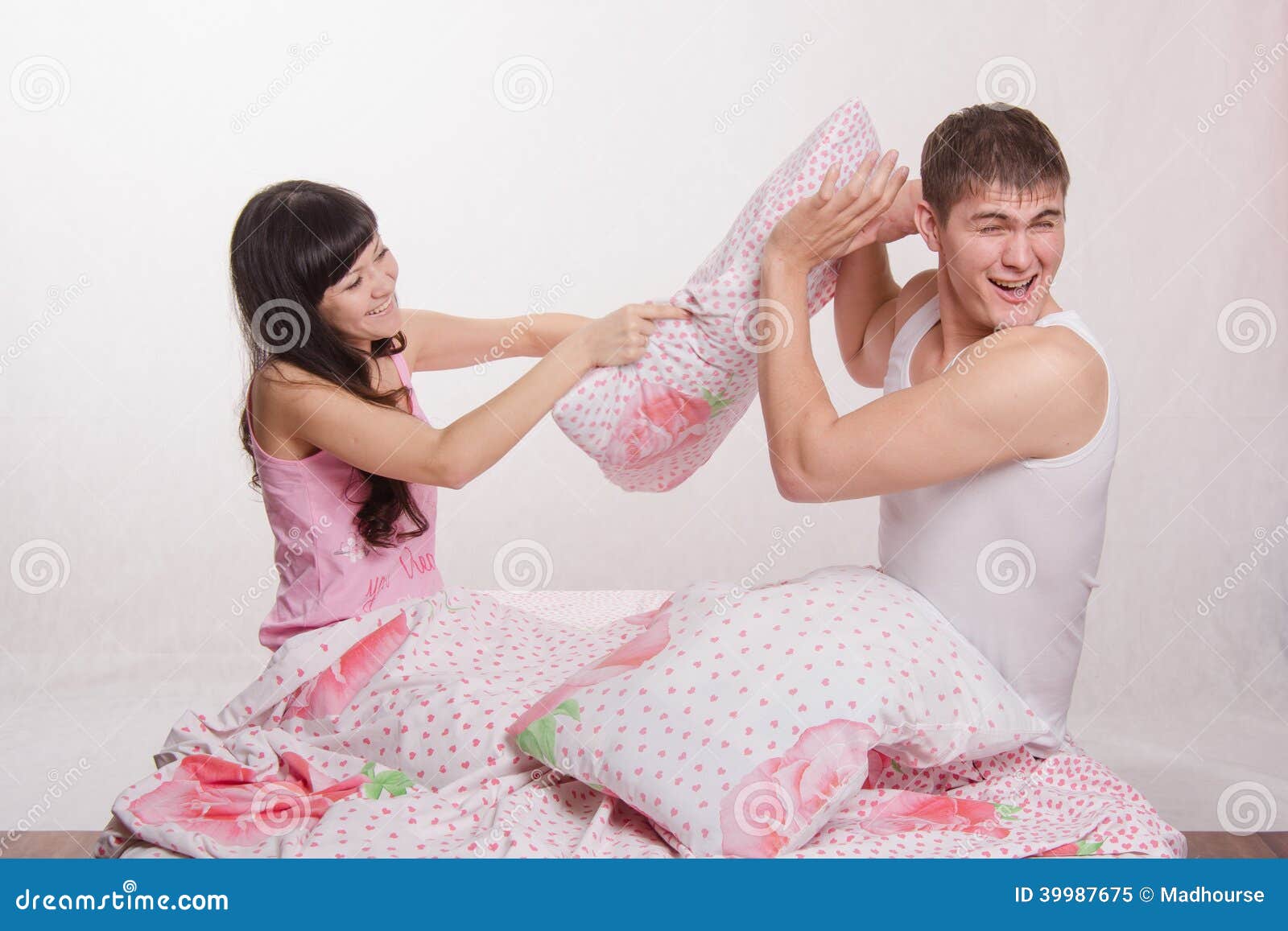 The Guy is Protected from Hitting the Pillow Stock Image Image of