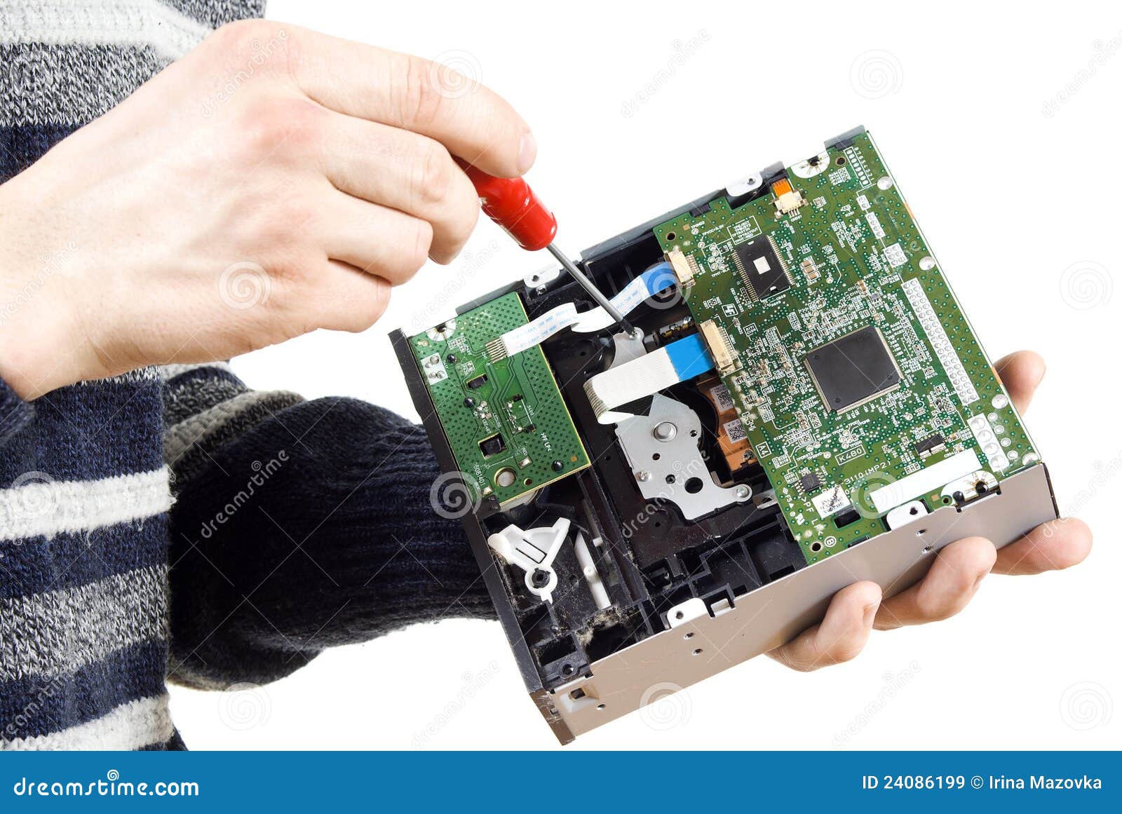 The Guy The Repair Of The CD Drive Stock Image Image of computer