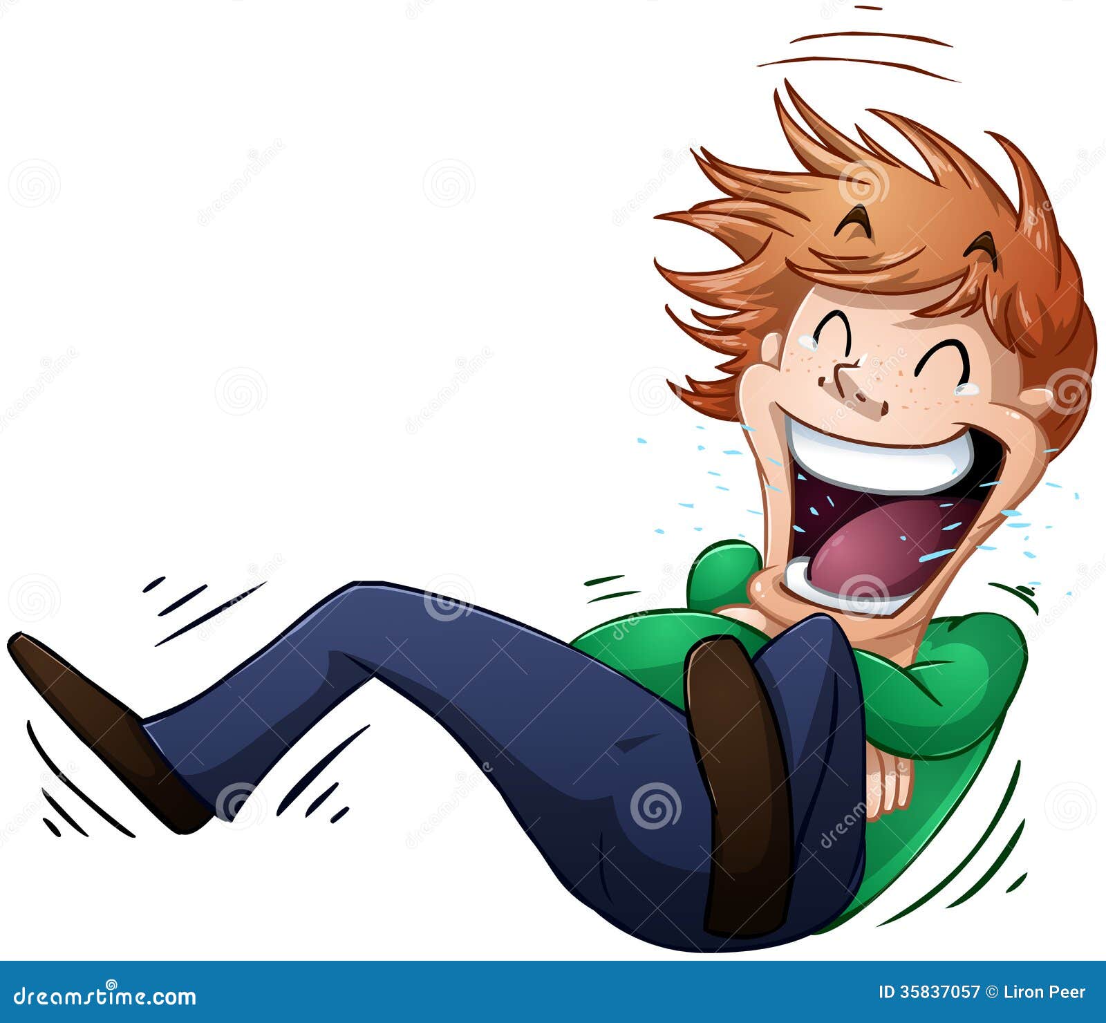 Guy Rolls On Floor Laughing Royalty Free Stock Photography - Image