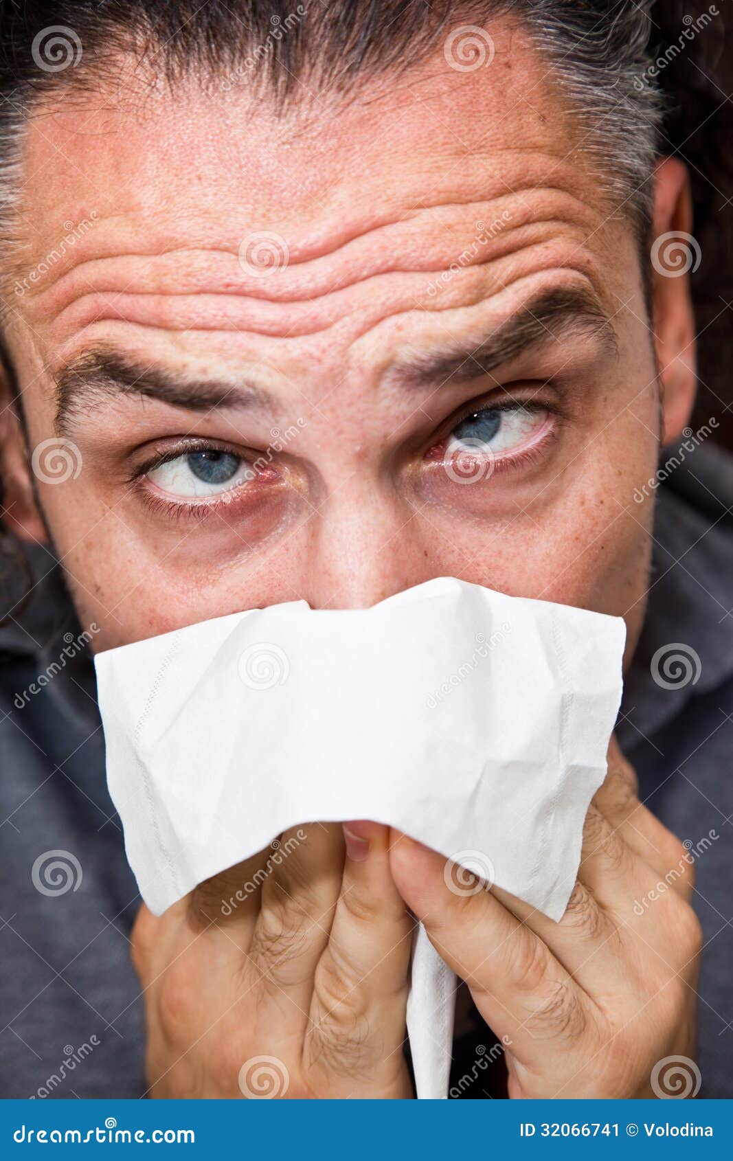Guy with a runny nose stock image. Image of allergy, person 32066741