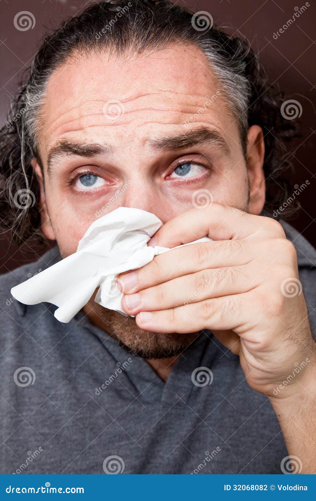 Guy with a runny nose stock photo. Image of adult, illness 32068082