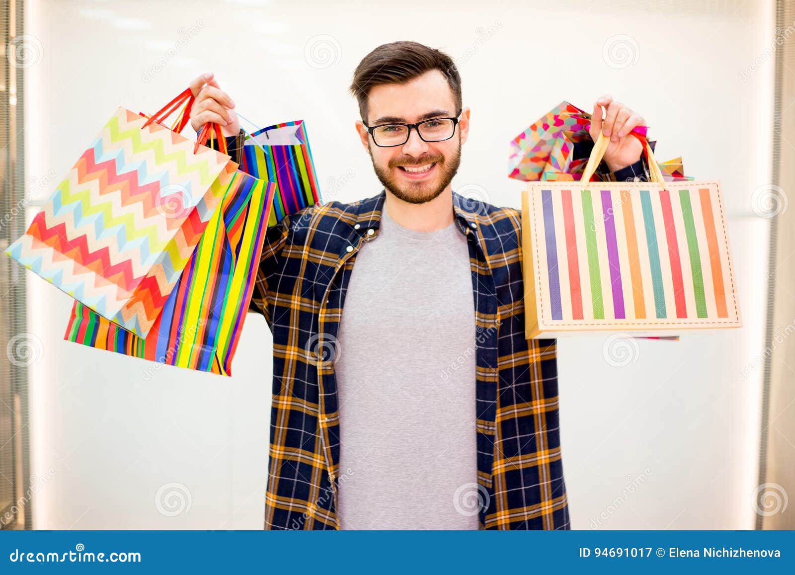 Guy shopping in a mall stock image. Image of consumer 94691017