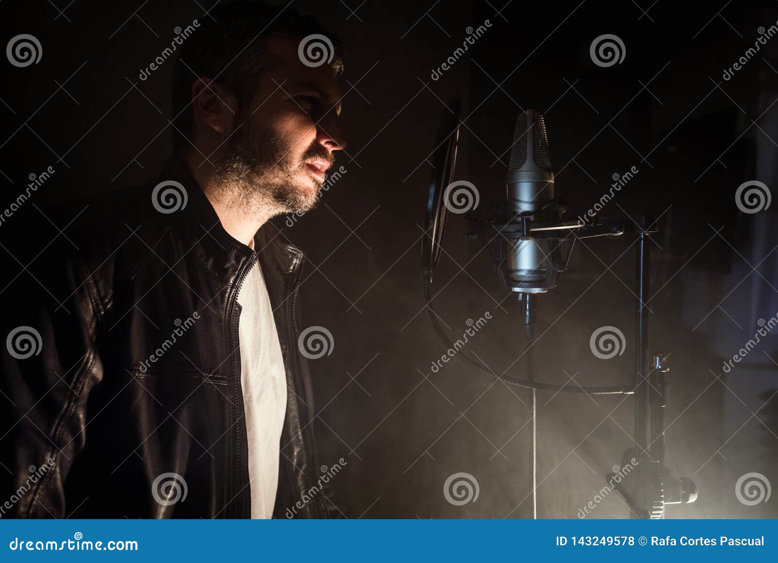 Guy Singing with a Mic on a Stage. Musician and Singer Stock Photo ...