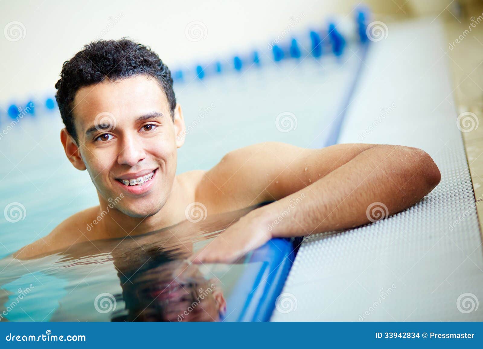Guy in swimming pool stock photo. Image of active, attractive 33942834