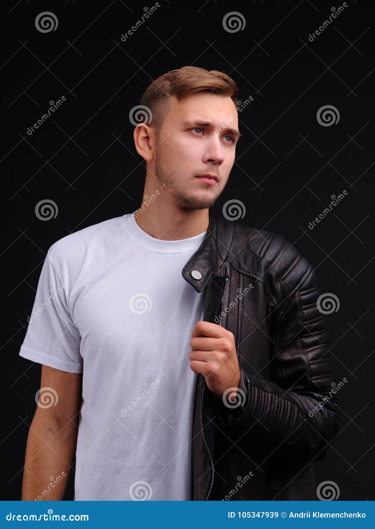 half black half white leather jacket