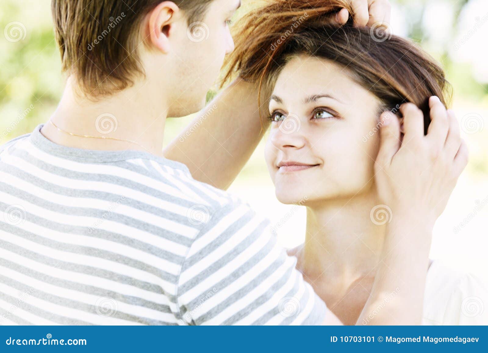 Guy Touching Girlfriends Hairs Stock Image  Image of touching girl  10703101