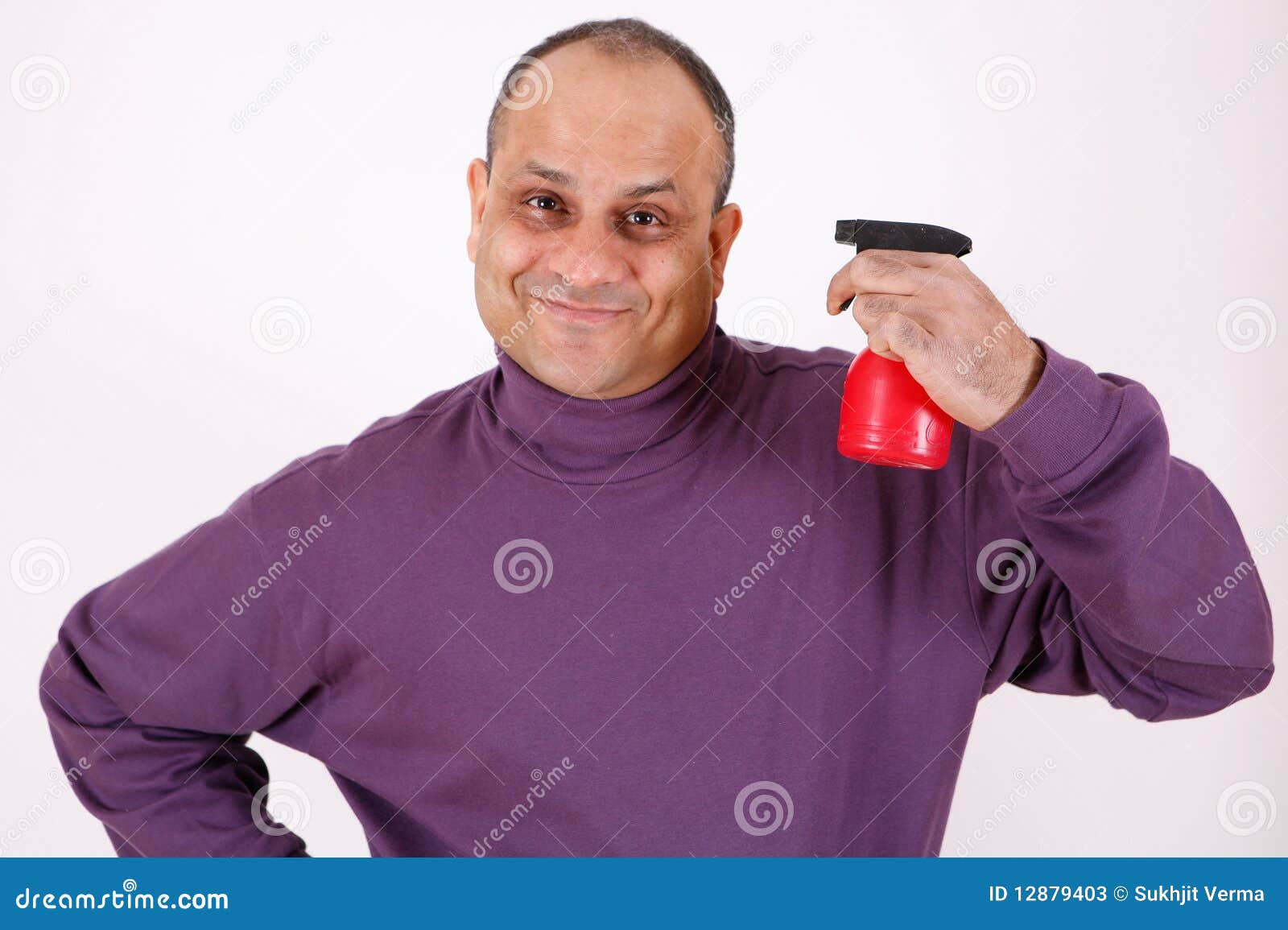 Guy with Water Spray Bottle Stock Image Image of barber, spray 12879403