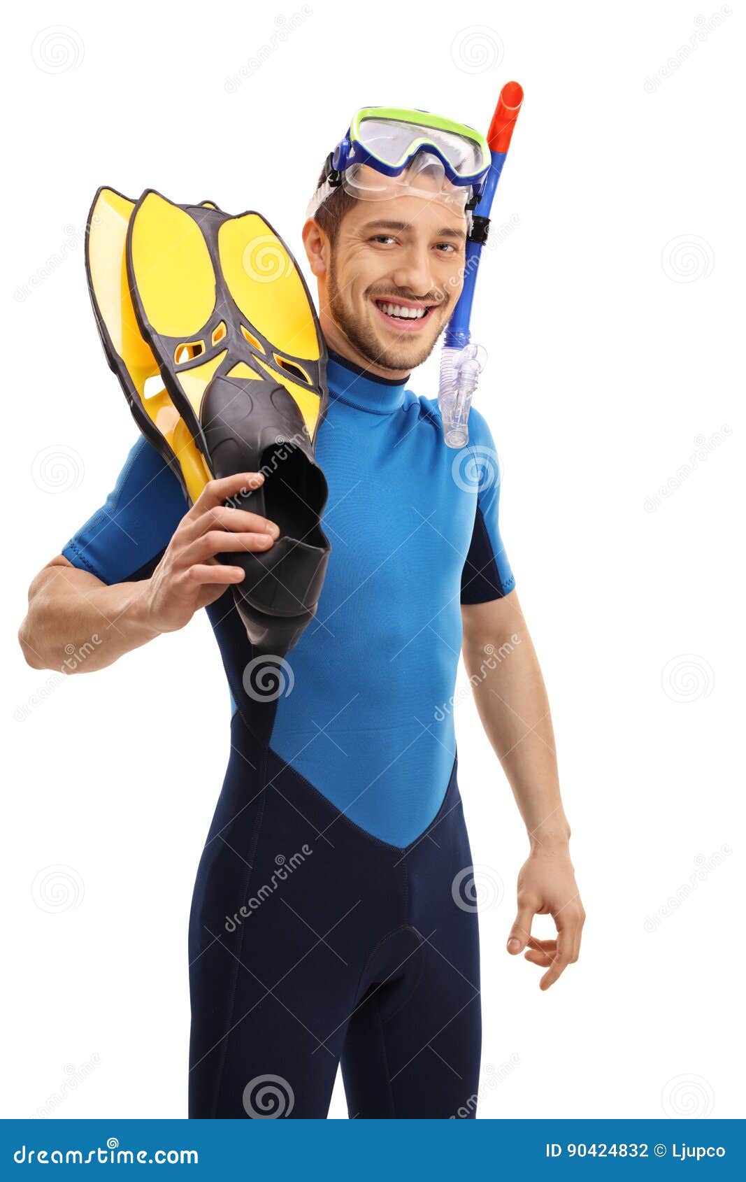Guy in a Wetsuit with Snorkeling Equipment Stock Photo Image of diver, occupation 90424832