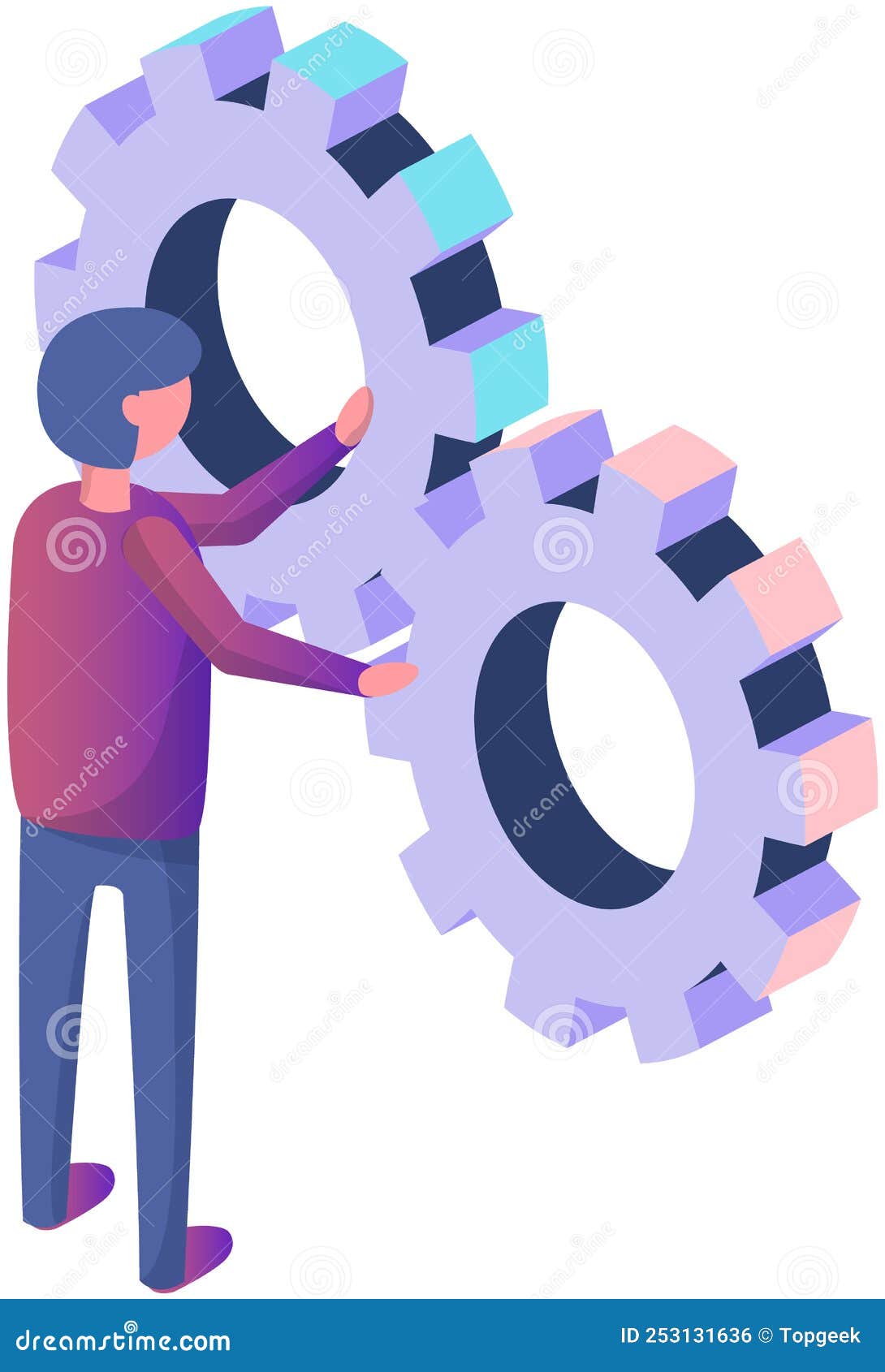 guy working with maintenance or business launch man in near gears as  of project setup