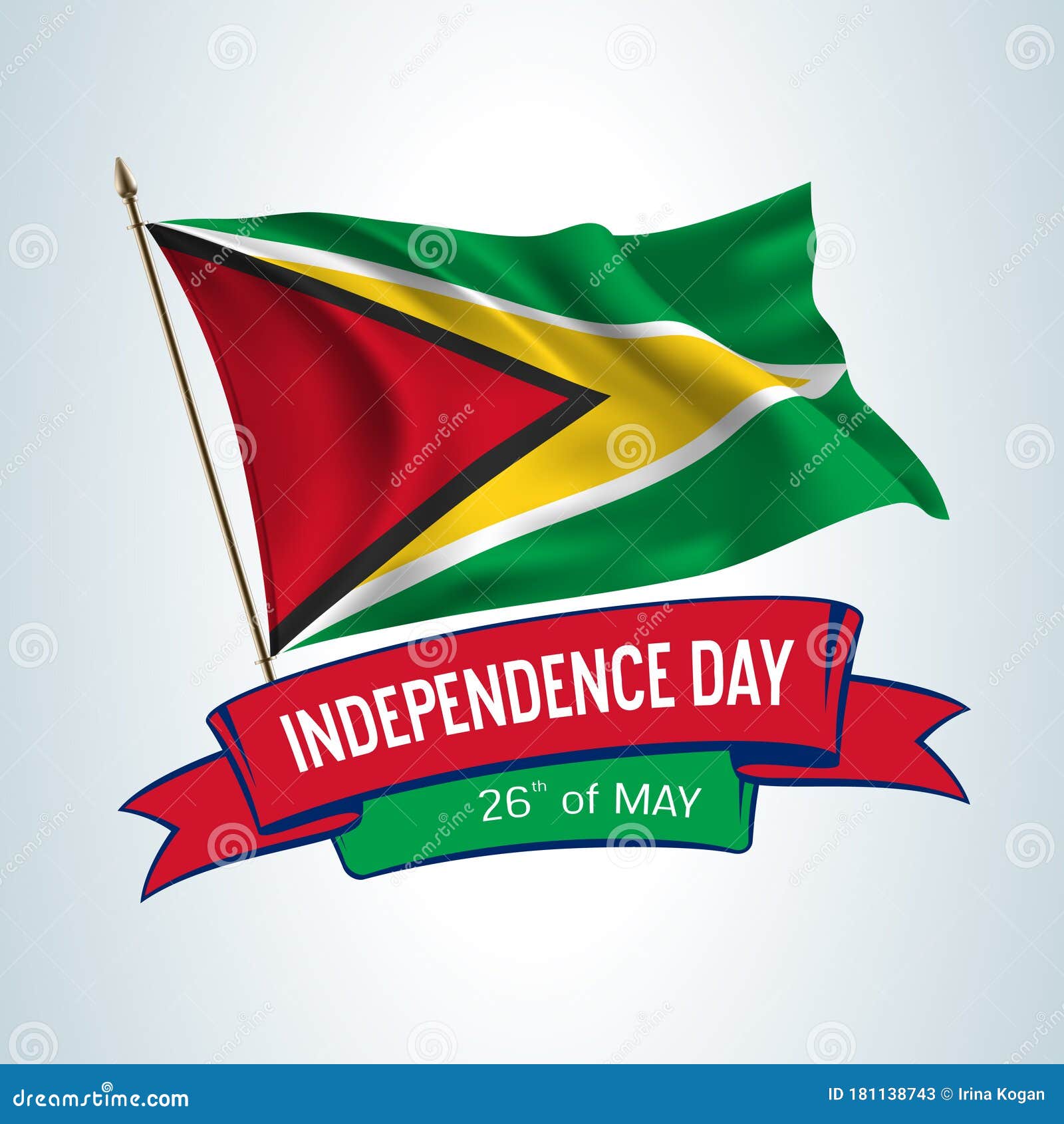 Guyana Independence Day Greeting Card, Banner, Square Vector