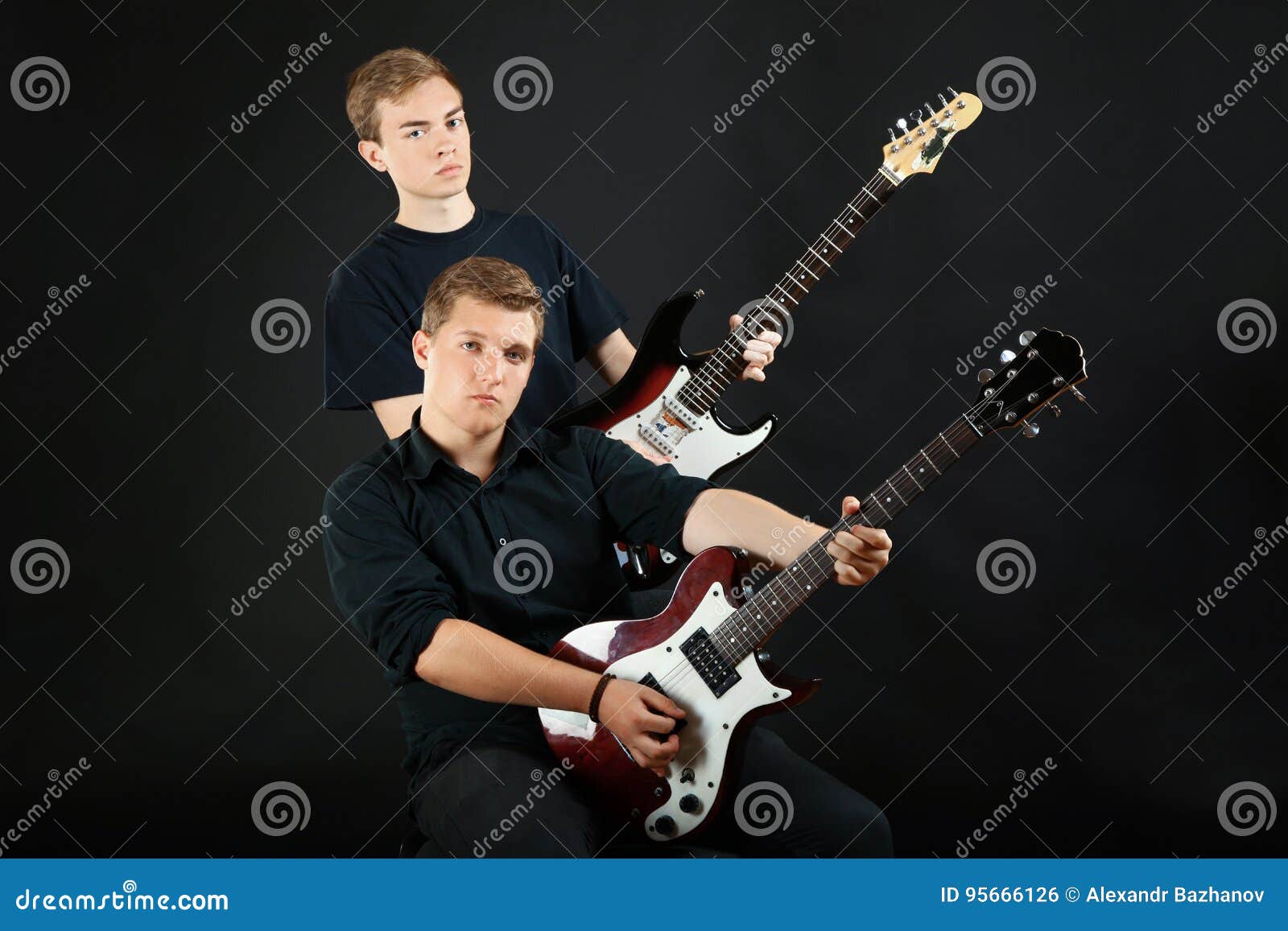 Guys with electric guitars stock photo. Image of electric 95666126