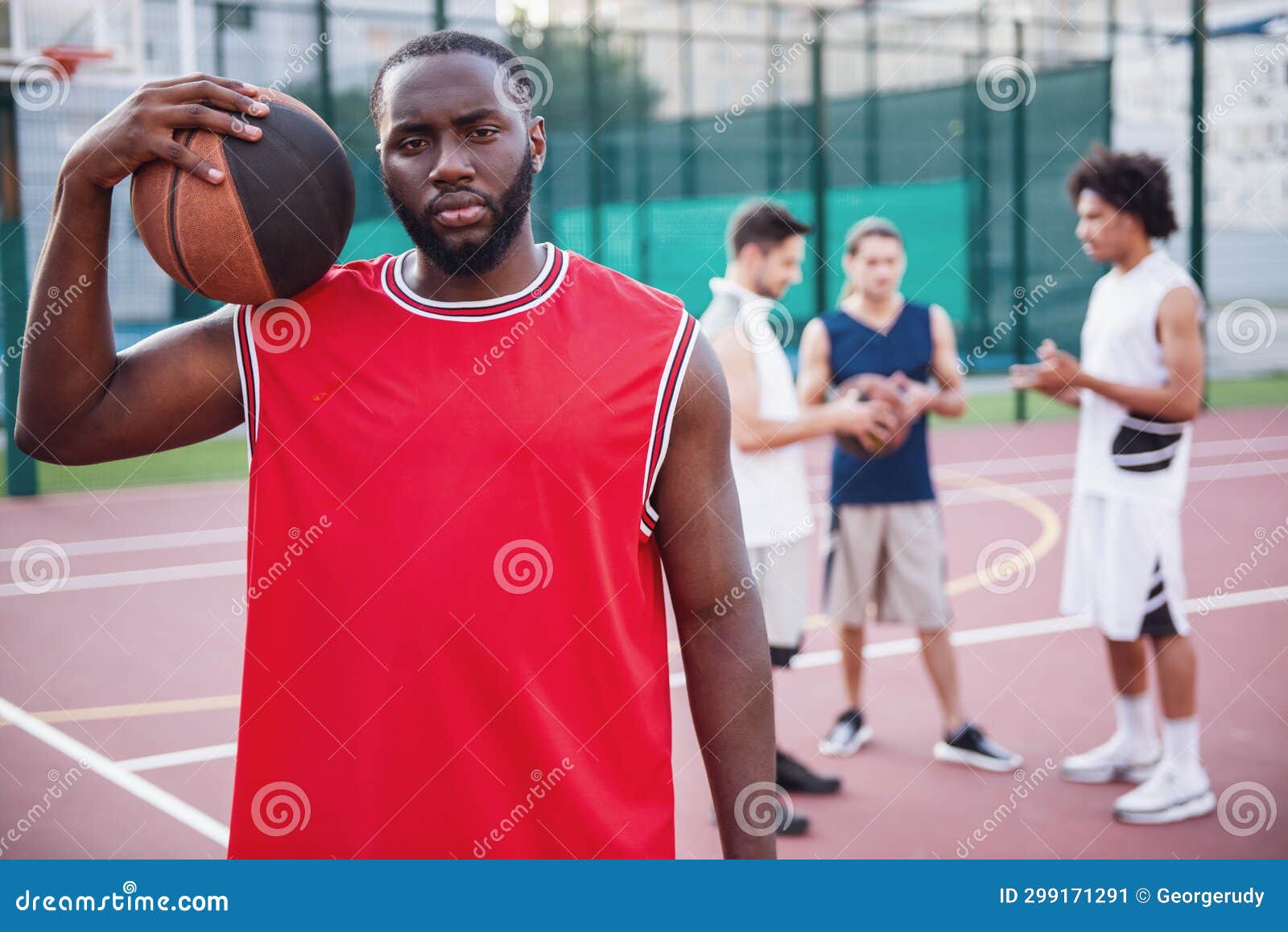 Guys playing basketball stock image. Image of friends - 299171291