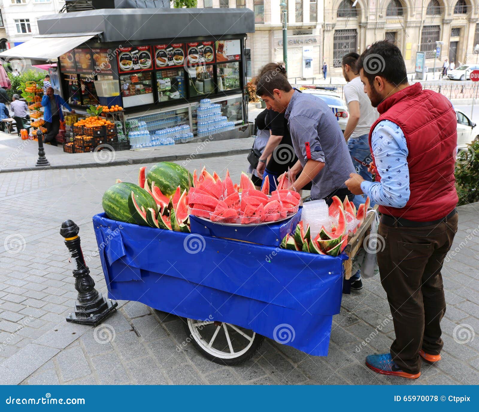 Guys Slicing Watermelon To Sell at Their Vendor at Galata District of  Istanbul Editorial Stock Photo - Image of knife, seller: 65970078