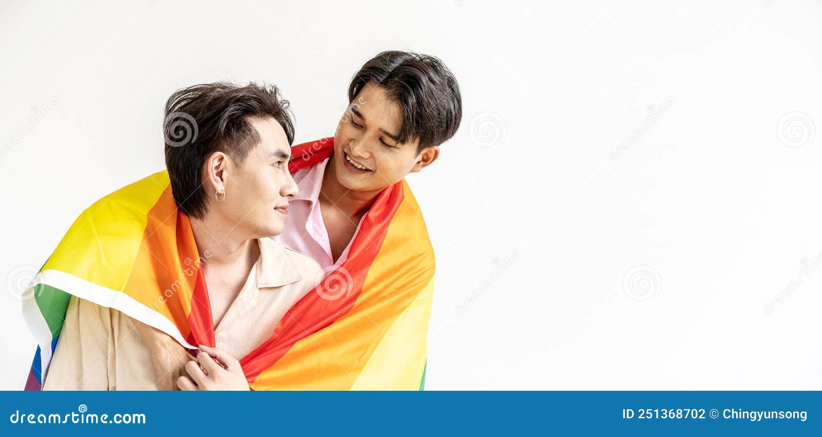 Guys Spend Time Together At Home Portrait Of Happy Asian Gay Couple Embracing And Showing Their 