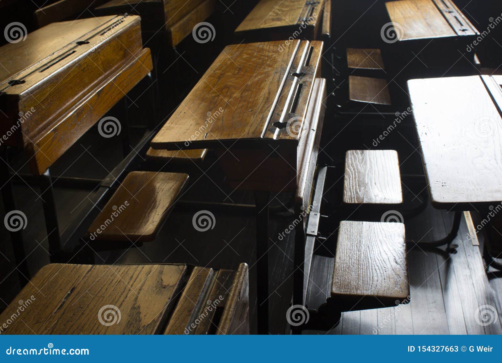 A Old Style School Desks Stock Image Image Of Fashioned 154327663