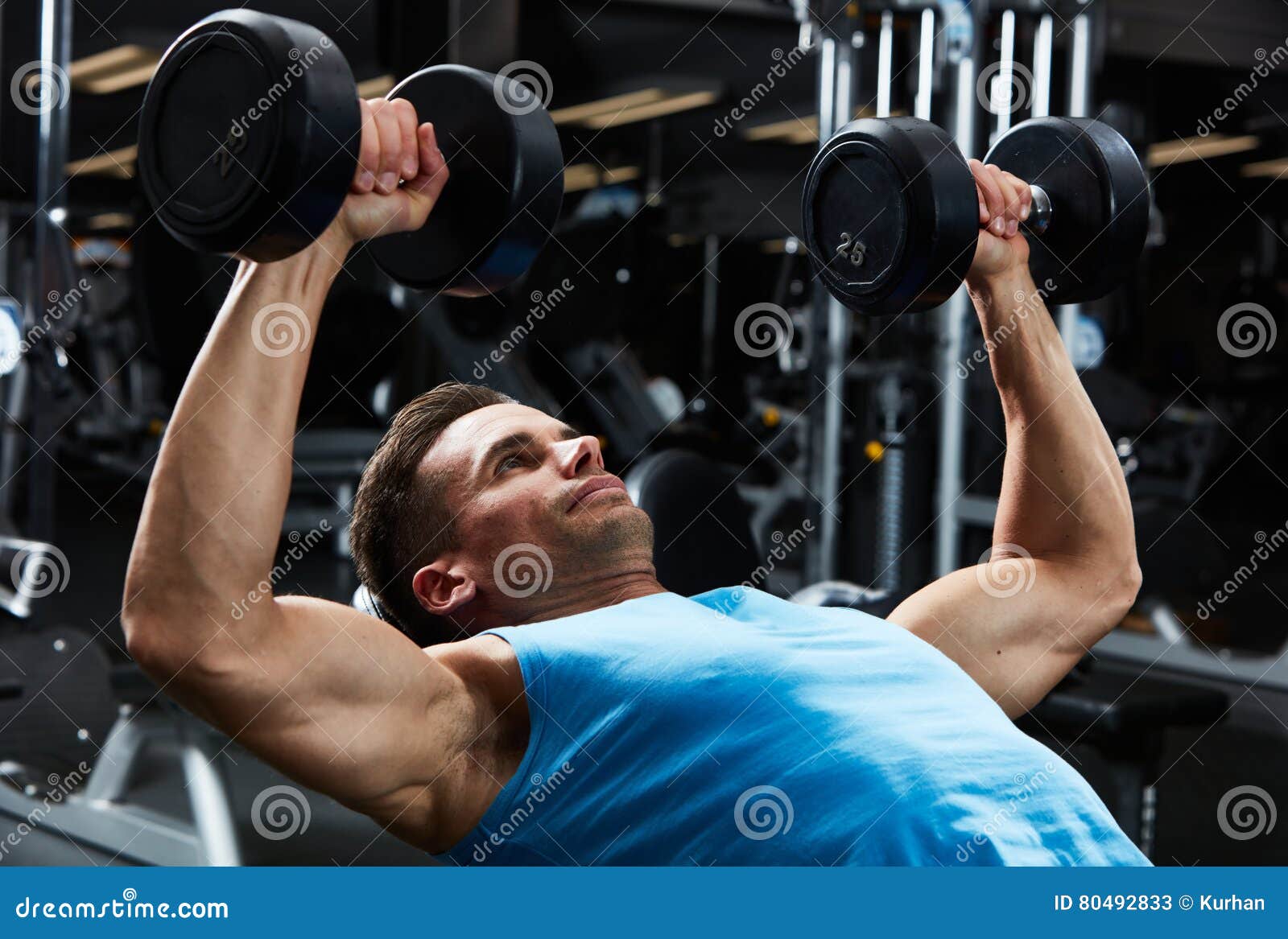 Gym bench press workout stock image. Image of exercising 80492833