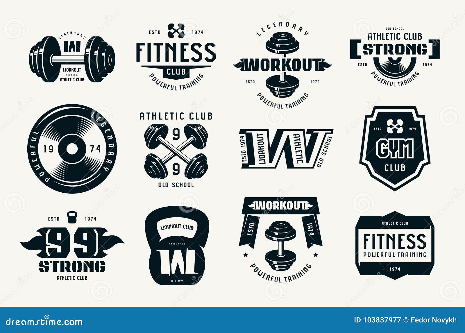 Gym Club Fitness And Workout Badges And Logo Stock Vector Illustration Of Logo Masculine