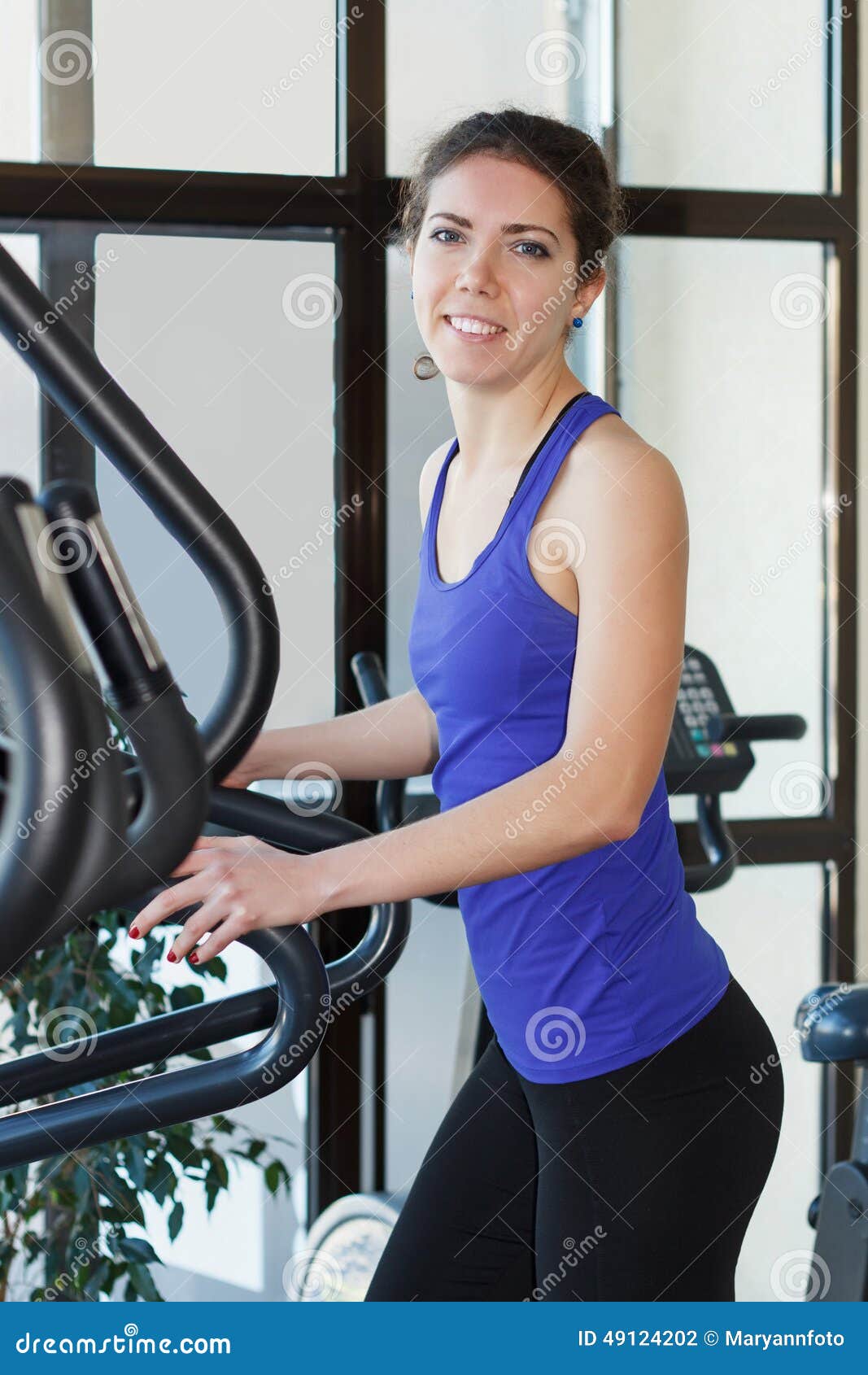 Gym smiling woman workout stock photo. Image of exercising 49124202