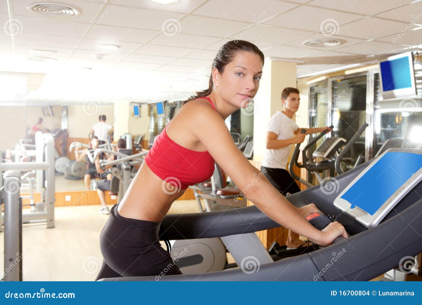 Gym Treadmill Running Young Woman Interior Stock Photo - Image of ...