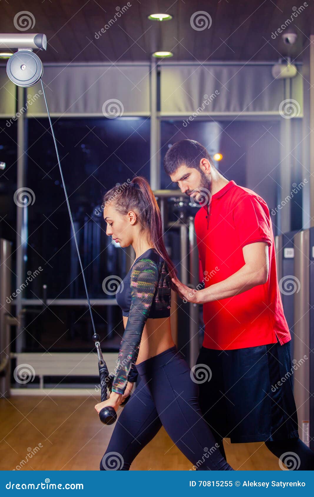 Gym Woman Exercising With Her Personal Trainer Stock Image Image Of Lift Healthy 70815255