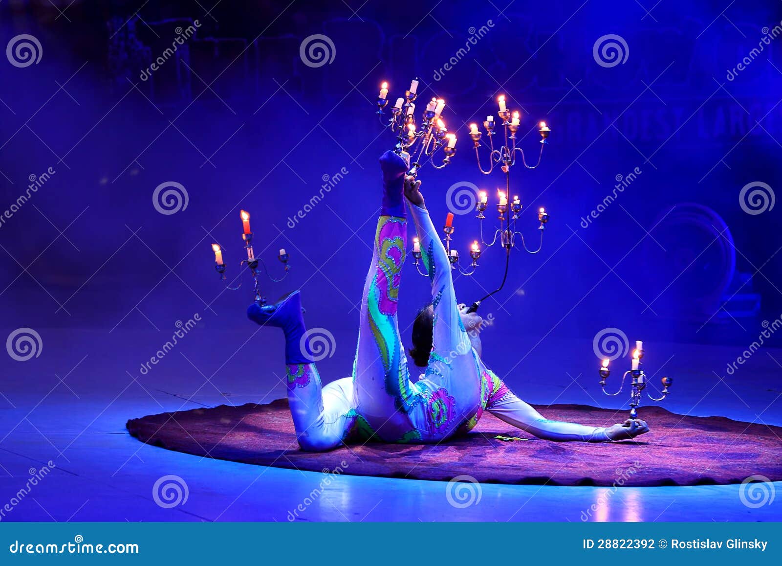 Gymnast with Candelabrums and Candles. Editorial Photography Image of hoop, candelabrum 28822392