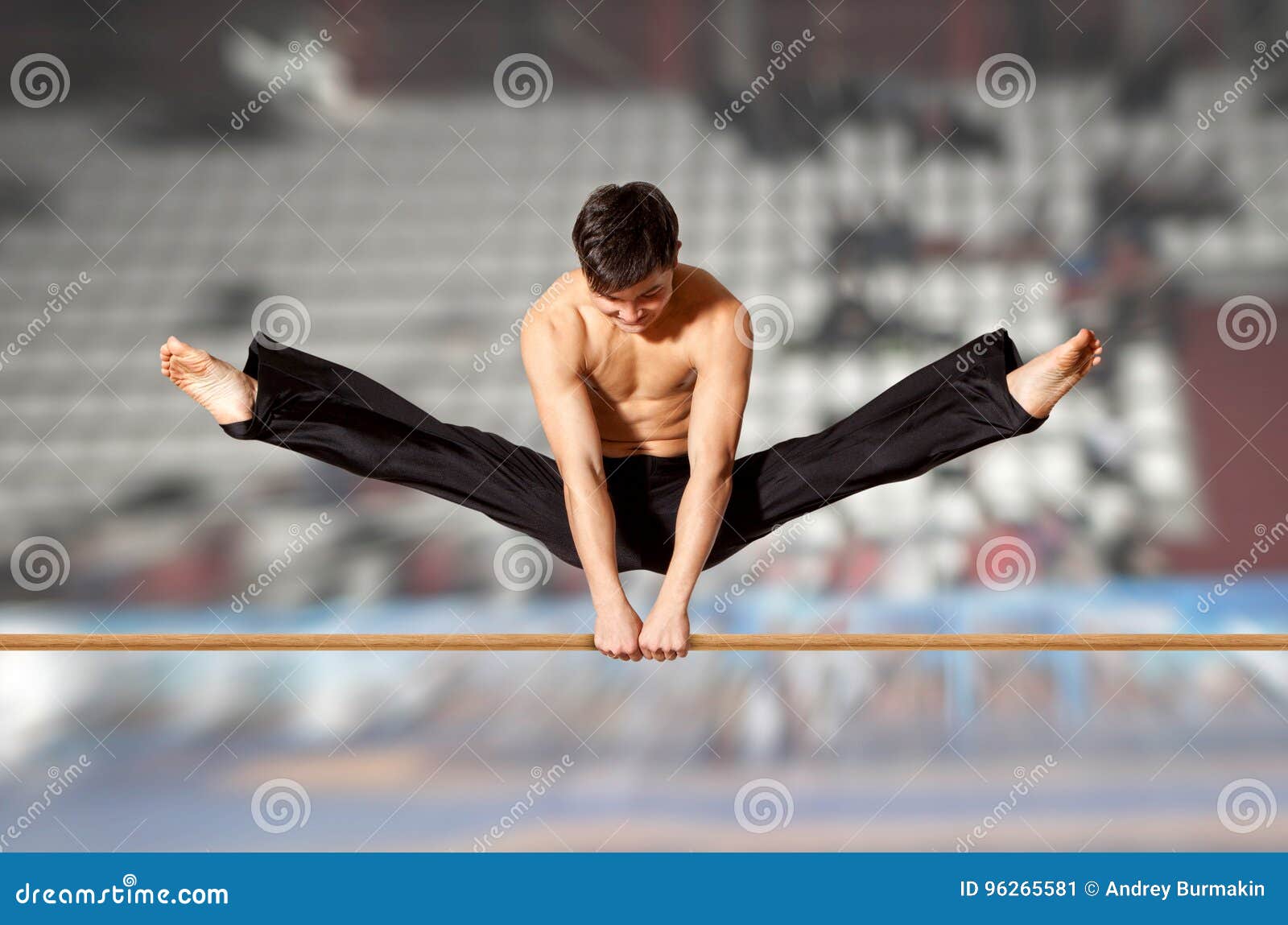 Gymnast Competing on High Bar Stock Image Image of shape, coach 96265581