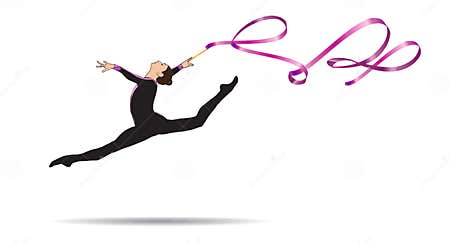 Gymnast woman with ribbon stock vector. Illustration of advertise ...