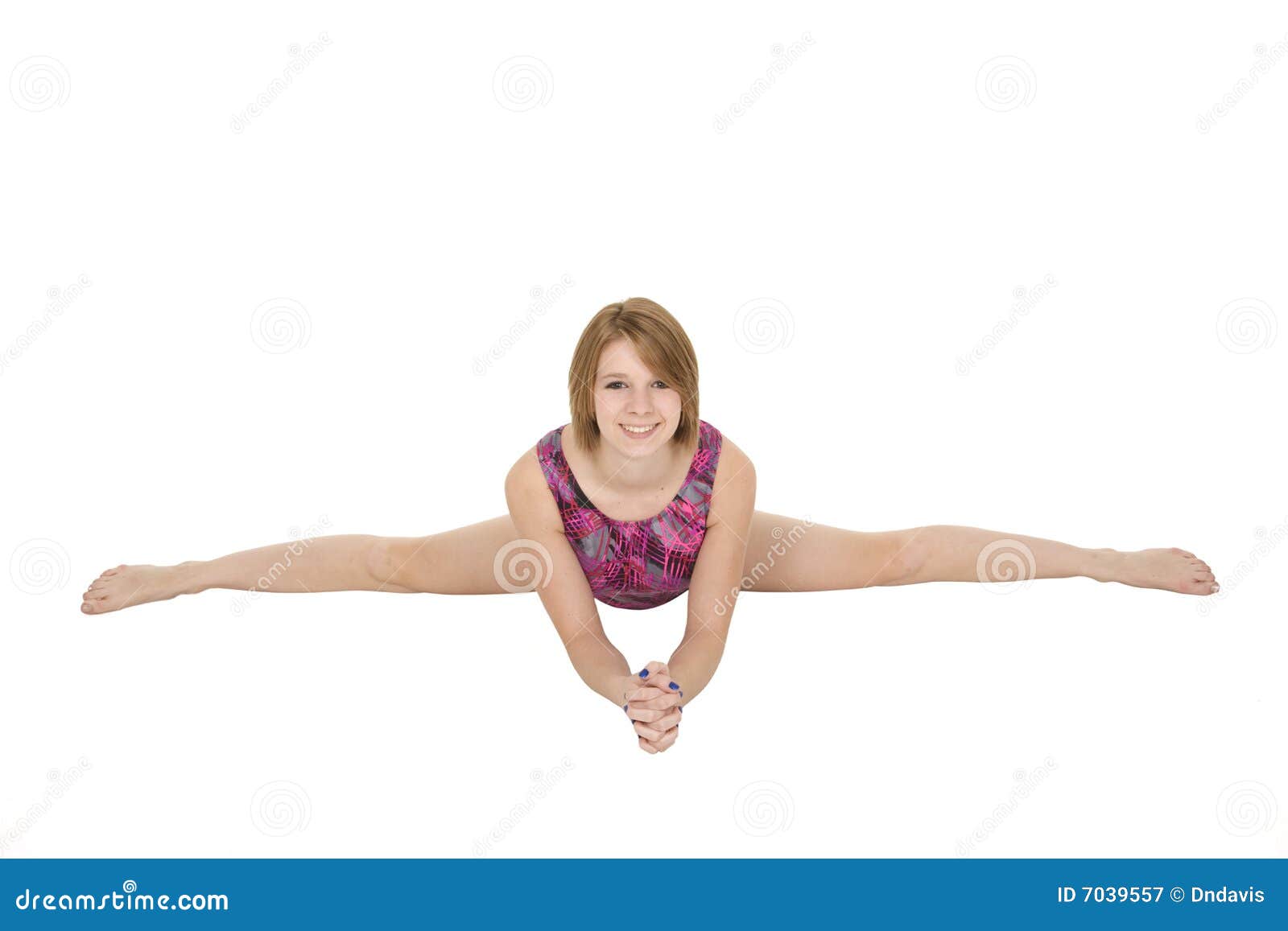 Little gymnast demonstrates flexibility and balance in a gymnastic pose  Stock Photo by ©fotonikola 474614650