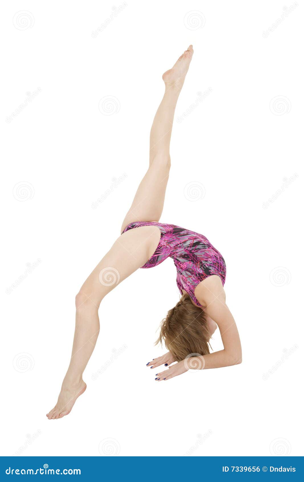 Girl practicing gymnastic pose on pad, side view, Stock Photo, Picture And  Royalty Free Image. Pic. IGM-19774034 | agefotostock