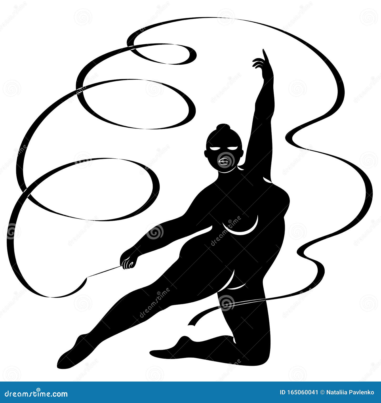 Download Gymnastics. Silhouette Of A Girl With A Ribbon. The Woman ...