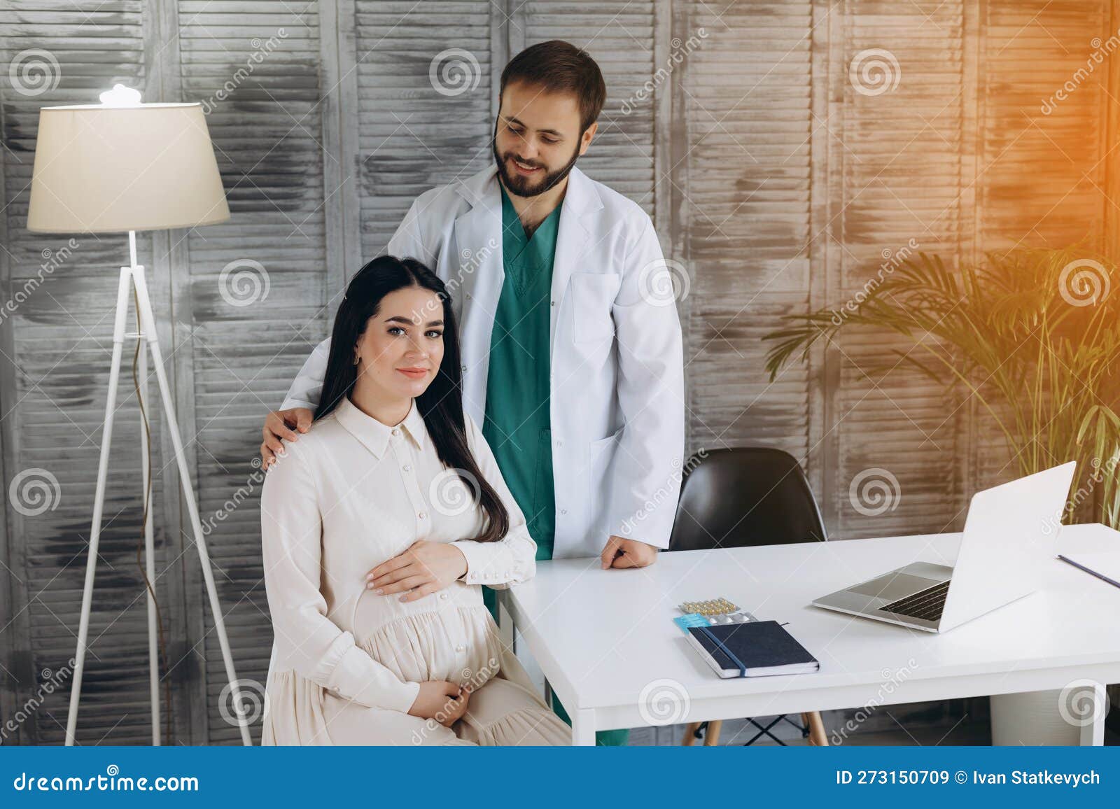 Gynecology Consultation Pregnant Woman With Her Doctor In Clinic Stock Image Image Of 