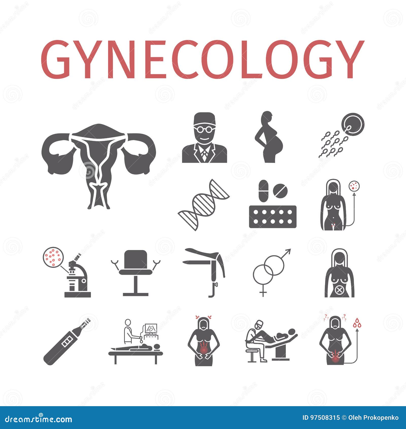 gynecology. flat icons set.  signs for web graphics.