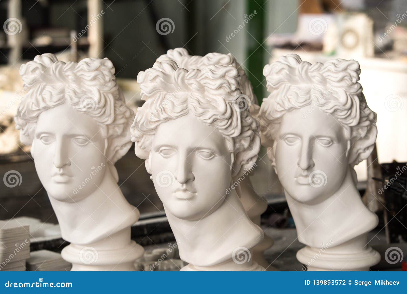 Gypsum Sculptures. the Heads of the Gypsum Apollo in the Stock Photo Image of