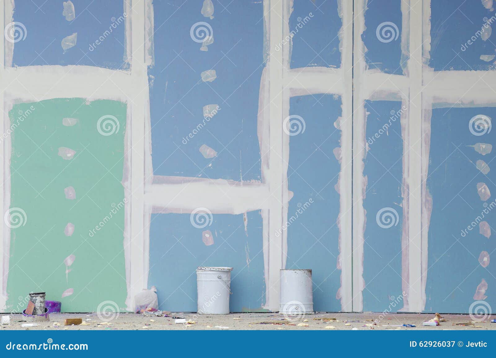 Gypsum Wall Under Construction Stock Image Image of remodeling