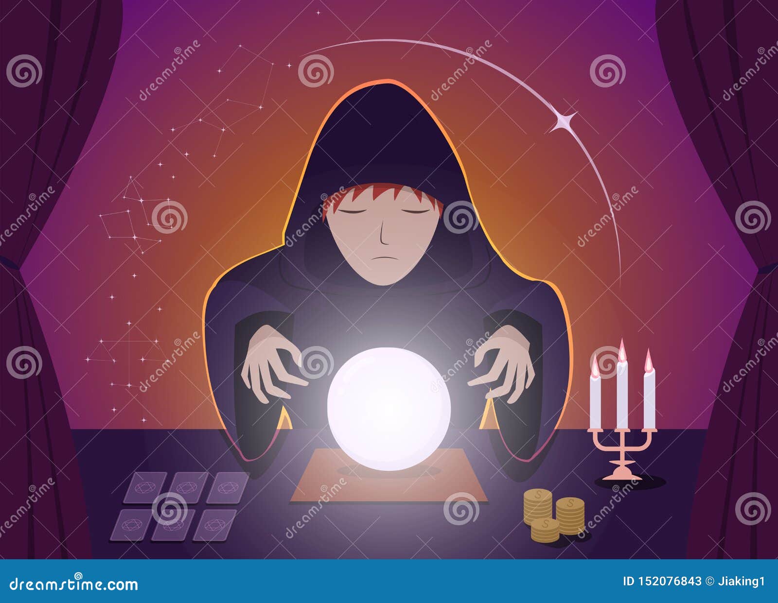gypsy fortune tellers using magic ball,  art