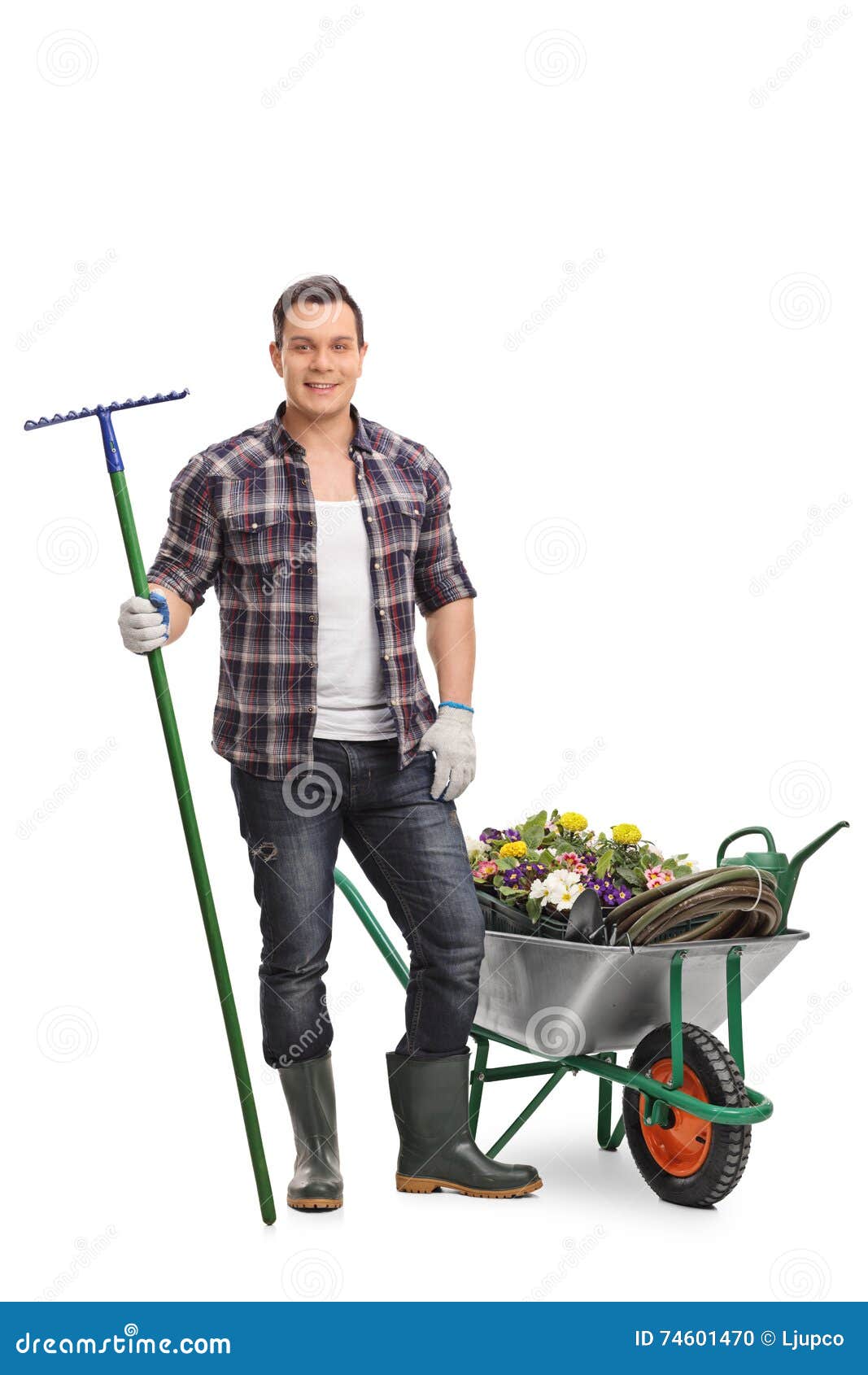 Gärtner, Der Durch Eine Schubkarre Aufwirft Stockfoto Bild von länge